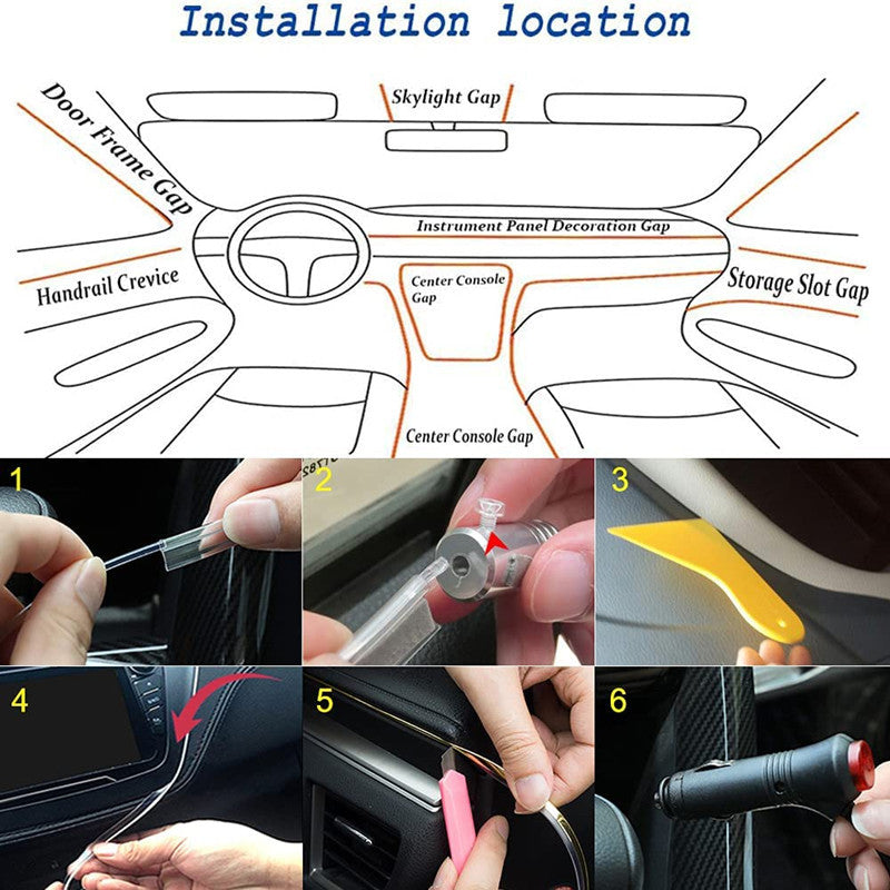 Car atmosphere light modification cold light APP one drag five 6M colorful guide line fiber optic wireless atmosphere light