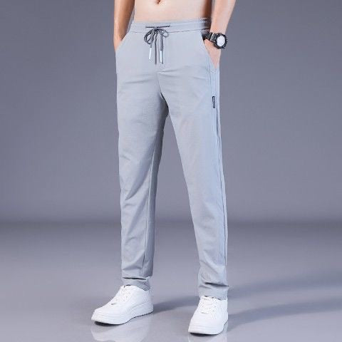 Ice Silk Pants Men's Loose Breathable Straight Slim Casual Pants Summer Thin Trousers Elastic Men's Sports Wholesale